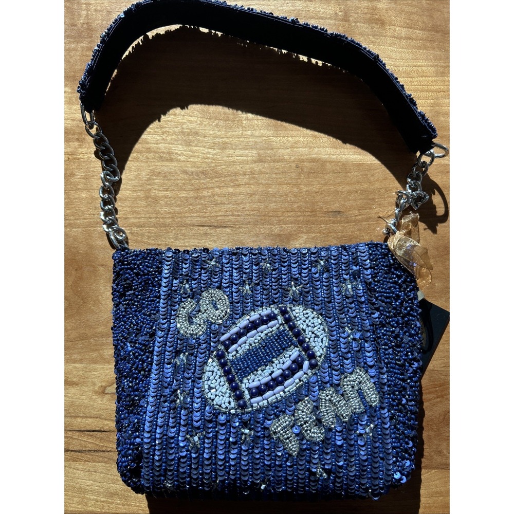 VIRAL BRAND NEW From INDIA To You GO TEAM BLUE FOOTBALL BEADED SHOULDER BAG‎